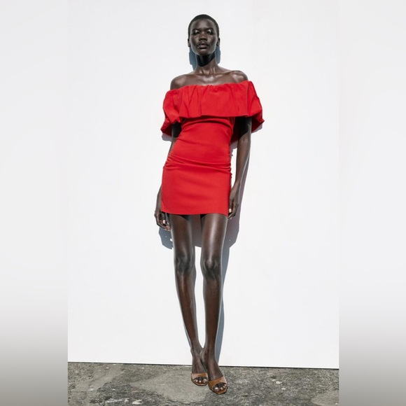 Zara Strapless Red Dress - Picture 1 of 9